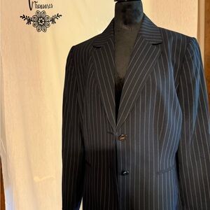 Women’s Navy Blue Pinstripe Blazer with button front  -  Size 14 (Tahari Brand